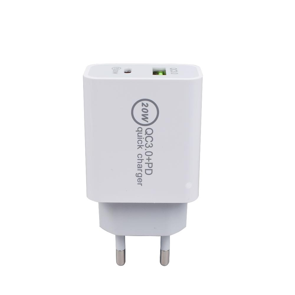 Best Selling EU US 20W Fast Charging Adapter Portable Dual Ports Type C Wall Charger for IPhone 12 13 14 Samsung PD 3.0 Function