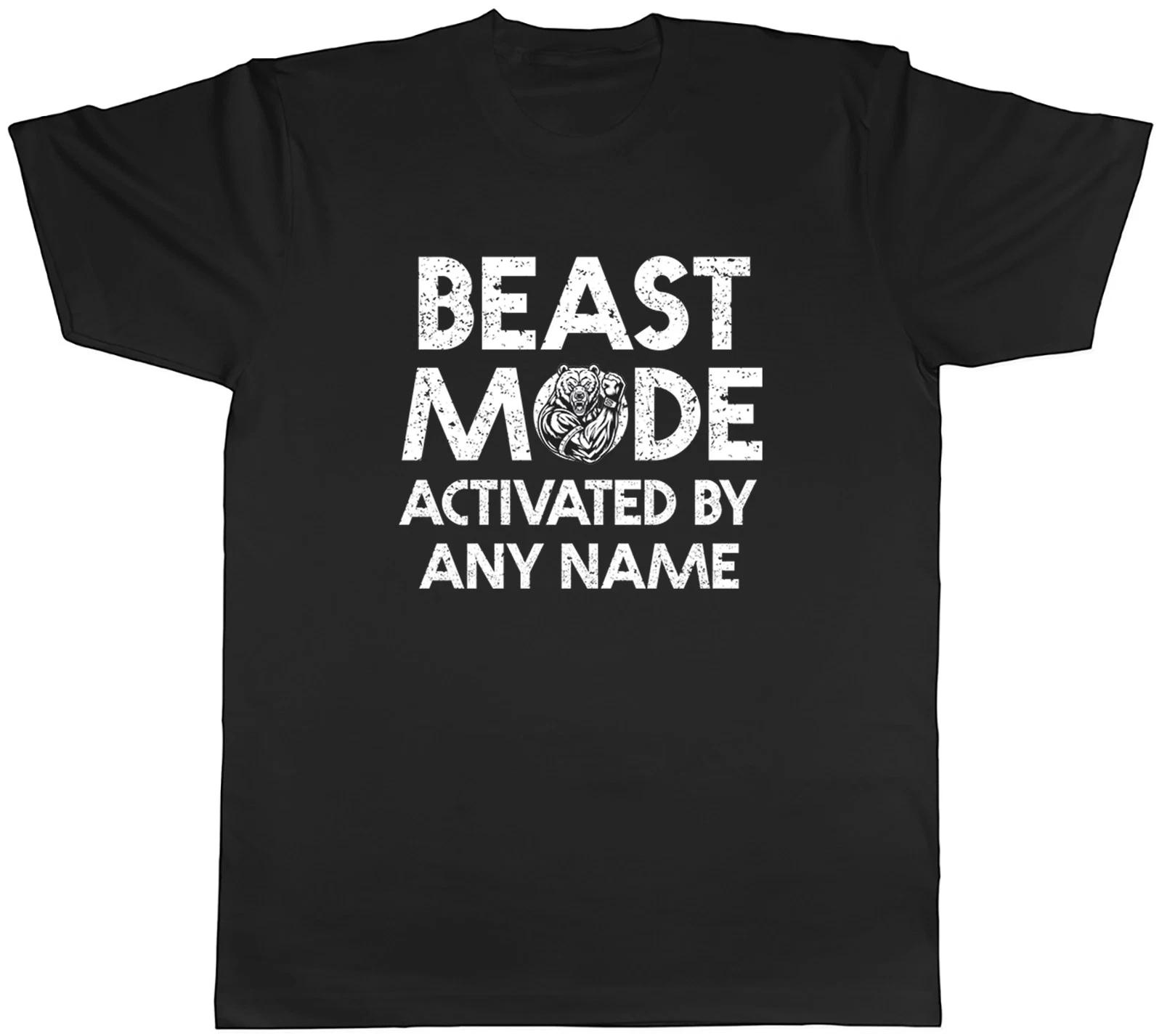 Personalised Beast Mode Activated by Any Name Gym Mens T-Shirt Tee Gift Top M