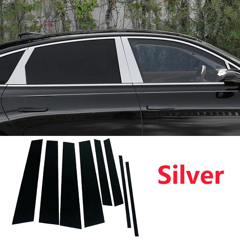 8PCS For Nissan Tiida 2004~2012 Latio Versa Hatchback C11 Window Trim Cover Carbon B C Pillars Posts Stickers Cars Accessories