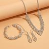 4 Pieces of Women's Claw Chain Hollow Earrings Necklace Bracelet Jewelry Set Wedding Banquet Party Holiday Gifts