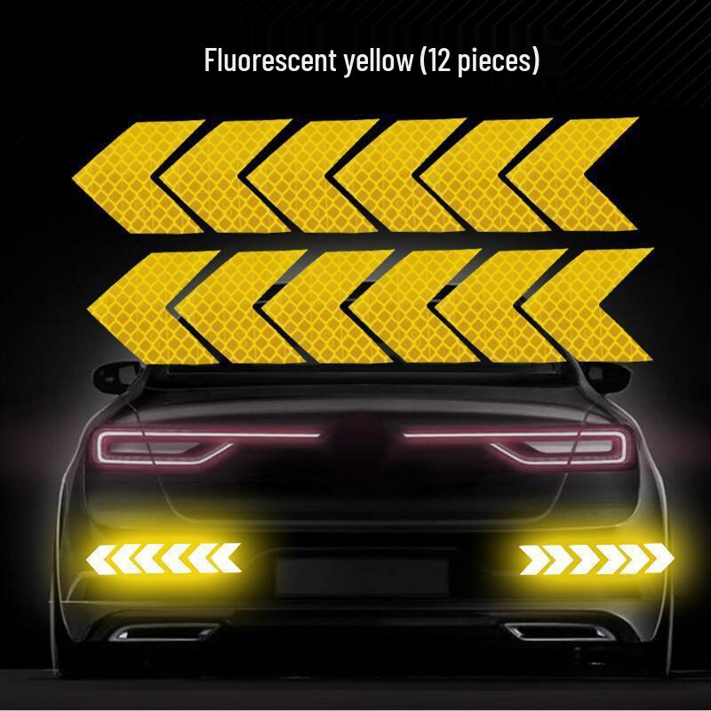Reflective Arrow Warning Stickers for Car, Motorcycle, and Electric Vehicle Fender and Tail Decor.
