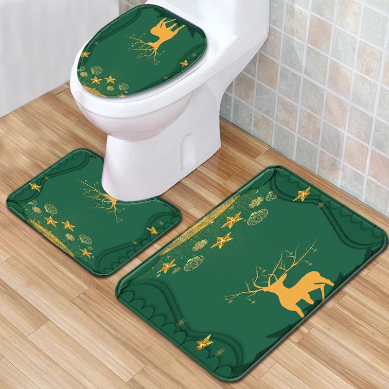 Christmas Bathroom Floor Mat Toilet Three-Piece Set