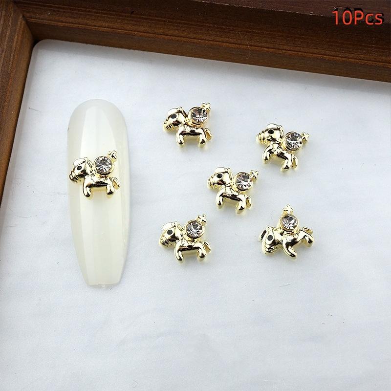 10 Stück Legierung Pony Nagelkunst-Anhänger 3D Kleines Pferd Nagelzubehör DIY Schmuck Maniküre Dekoration Jahr des Pferdes Nagelbastelarbeiten