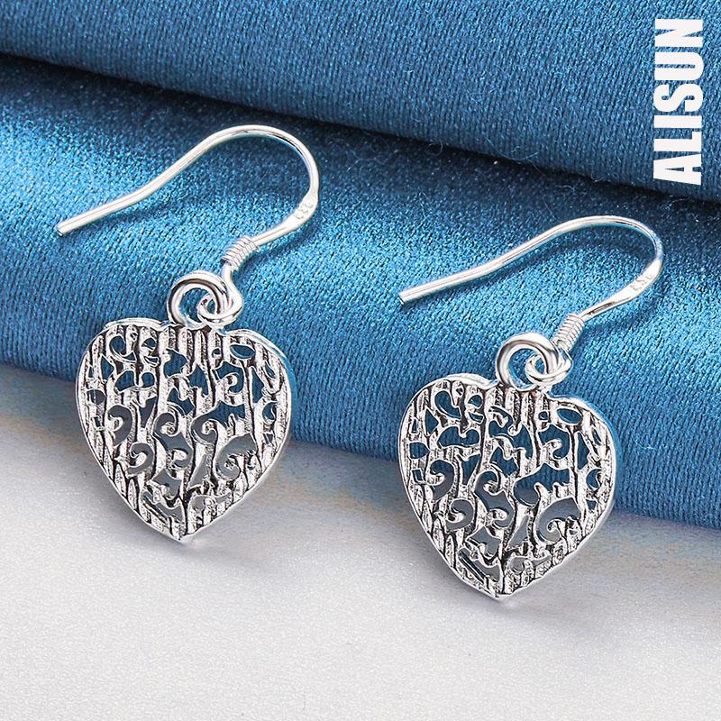 Cercei cu pandantiv în formă de inimă, argint 925, bijuterii la modă pentru nuntă