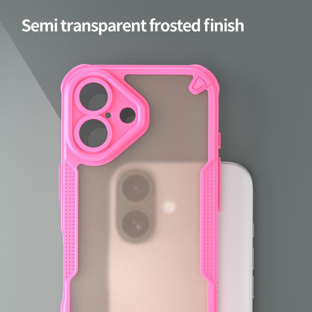 Armor Series For iPhone 16 Case PC+TPU Semi-Transparent Frosted Finish Protective Phone Cover