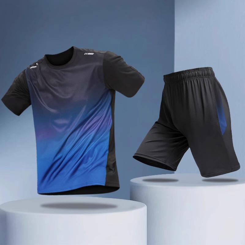 Summer T-Shirt Shorts Set Badminton Top Quick Drying Fitness Training Sport Outdoor Casual Running Tracksuit