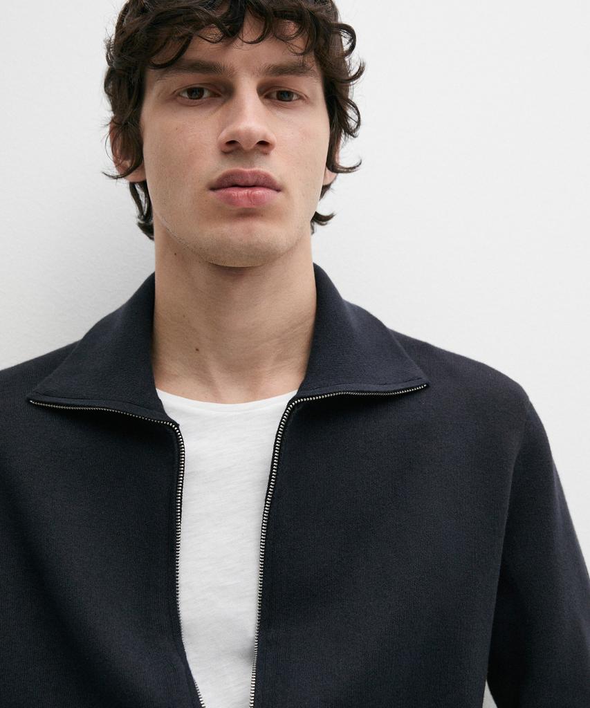 Massimo Dutti 100% Cotton Zip-Up Knit Cardigan