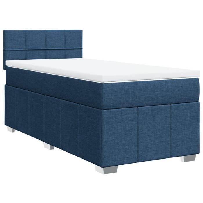 VidaXL Slatted Bed Base with Mattress Blue 90x200 Cm Fabric 3286957