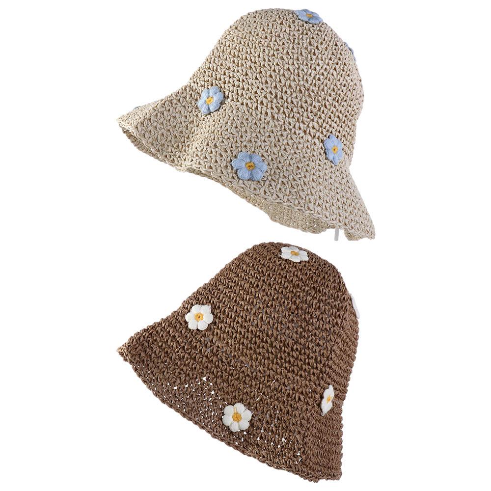 UV Protection Flower Beach Hat Panama Cap Handmade Weave Straw Hat Sun Hat Sun Cap Sun Protection