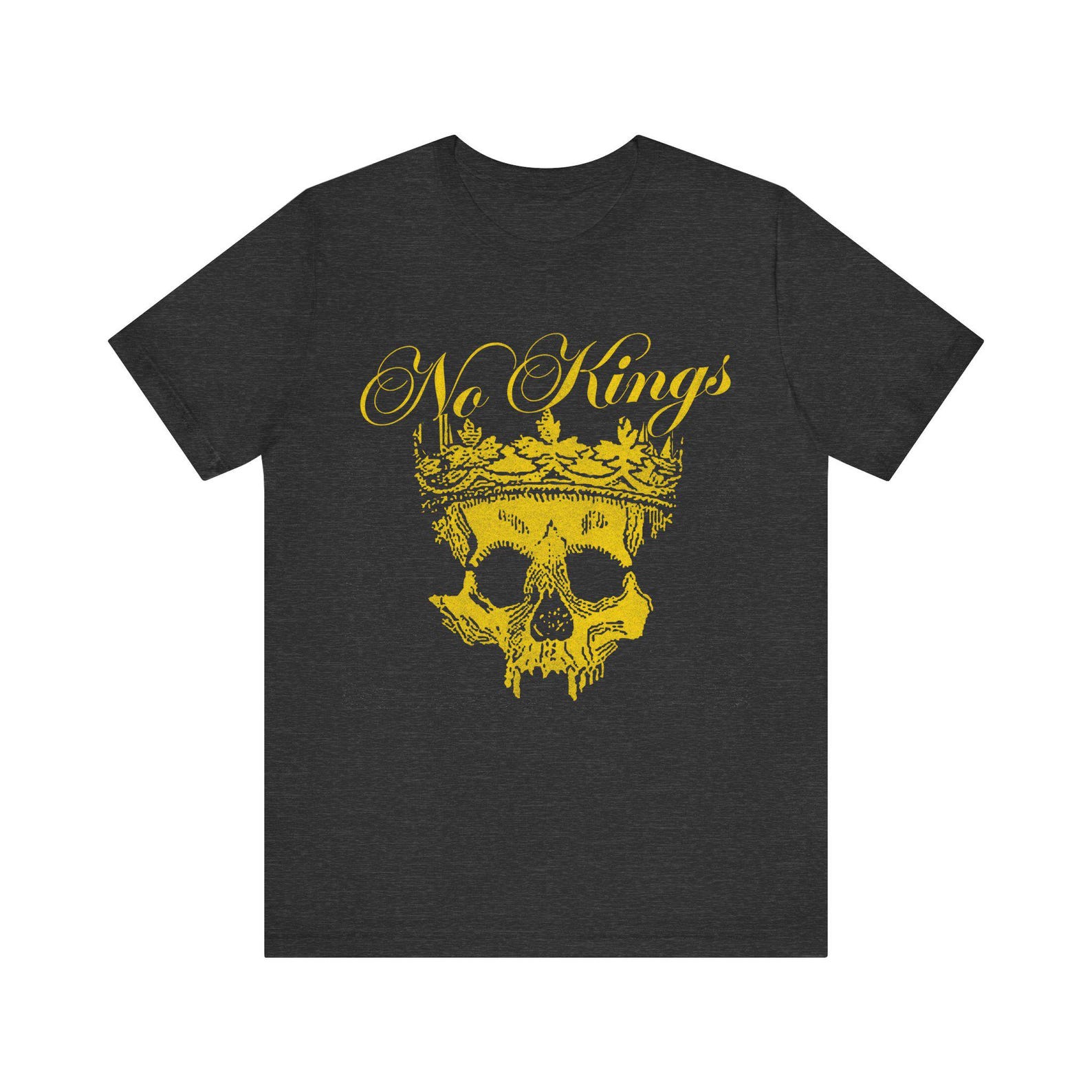 No Kings Skull Crown T shirt | Gothic Skull Tee, Yellow Graphic 2XL