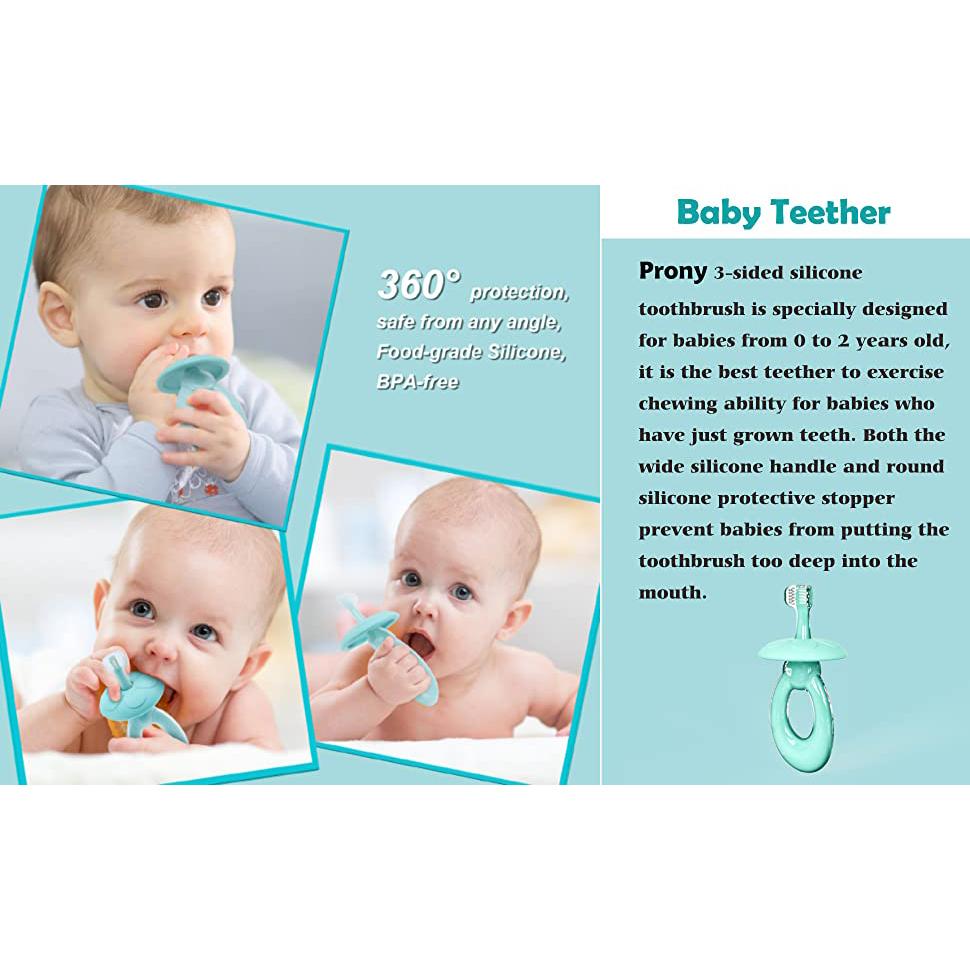 Baby Toothbrush Toddler Toothbrush for Age 0-5 Years Old, BPA Free Silicone Infant Toothbrush for Baby Gum Care with Baffle To Prevent Swallowing
