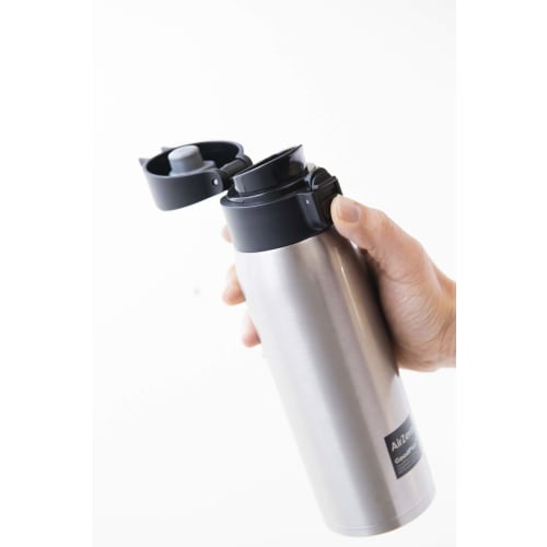 GoodPlus+ Vacuum Insulated Stainless Steel Mug, Air Zero, 500ml, Clear Stainless Steel [Keeps drinks hot or cold] [Lightweight & Compact Design] [One-