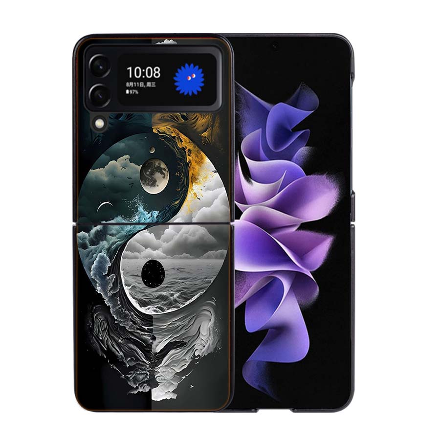 Balance of Elements The Eternal Yin-Yang Phone Case For Samsung Z Flip 7 6 5G Galaxy Z Flip4 Z Flip5 Z Flip3 Coque Black Hard PC