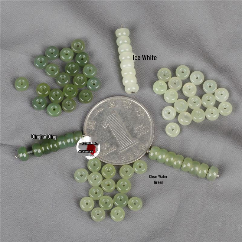 Natural Hetian Jade Spacer Bead Bracelet – Lake Green & White Jade Seed Beads for String Accessories