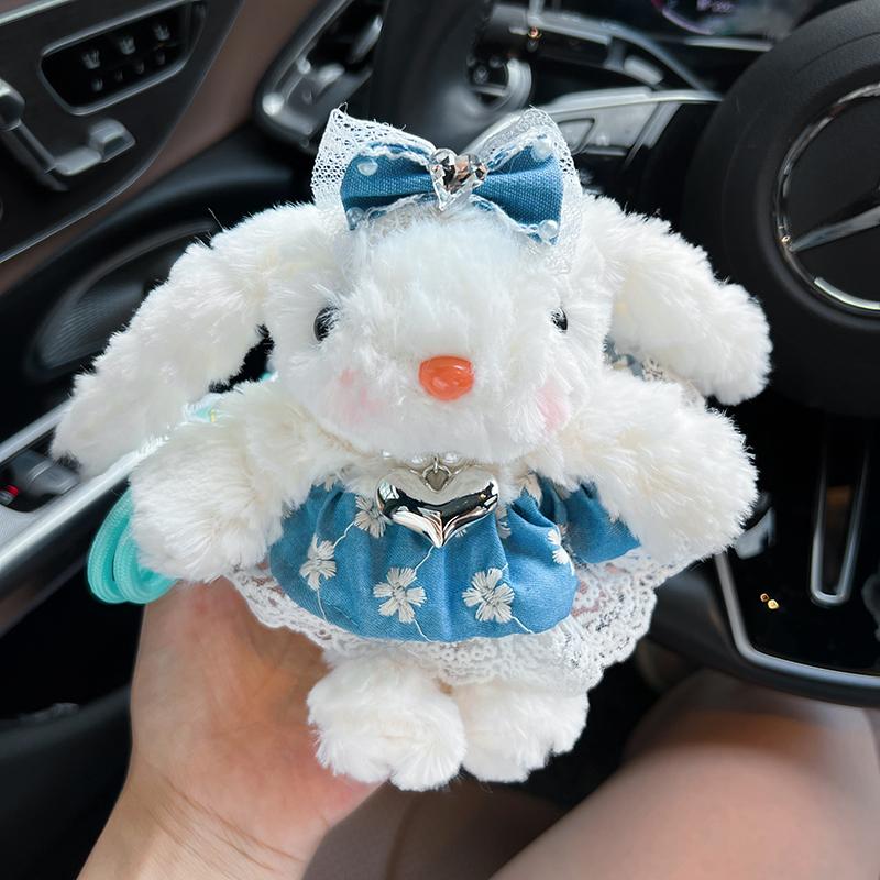 Sweet drooping ear rabbit plush bunny keychain cute cartoon dress rabbit bag pendant creative car keychain gift