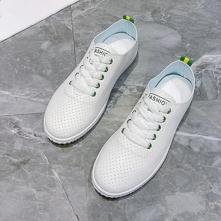 Women's Vulcanized Shoes Breathable Comfortable Hole Outdoor Sports Shoes Summer Running Shoes Fashion Board Shoes Thick Sole
