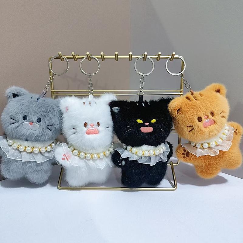 Cute Angry Cat Pendant Plush Toy Doll Soft Stuffed Keychain Bag Hanging Decoration Keychain Pendant Stuffed Doll Girl Kid Gift