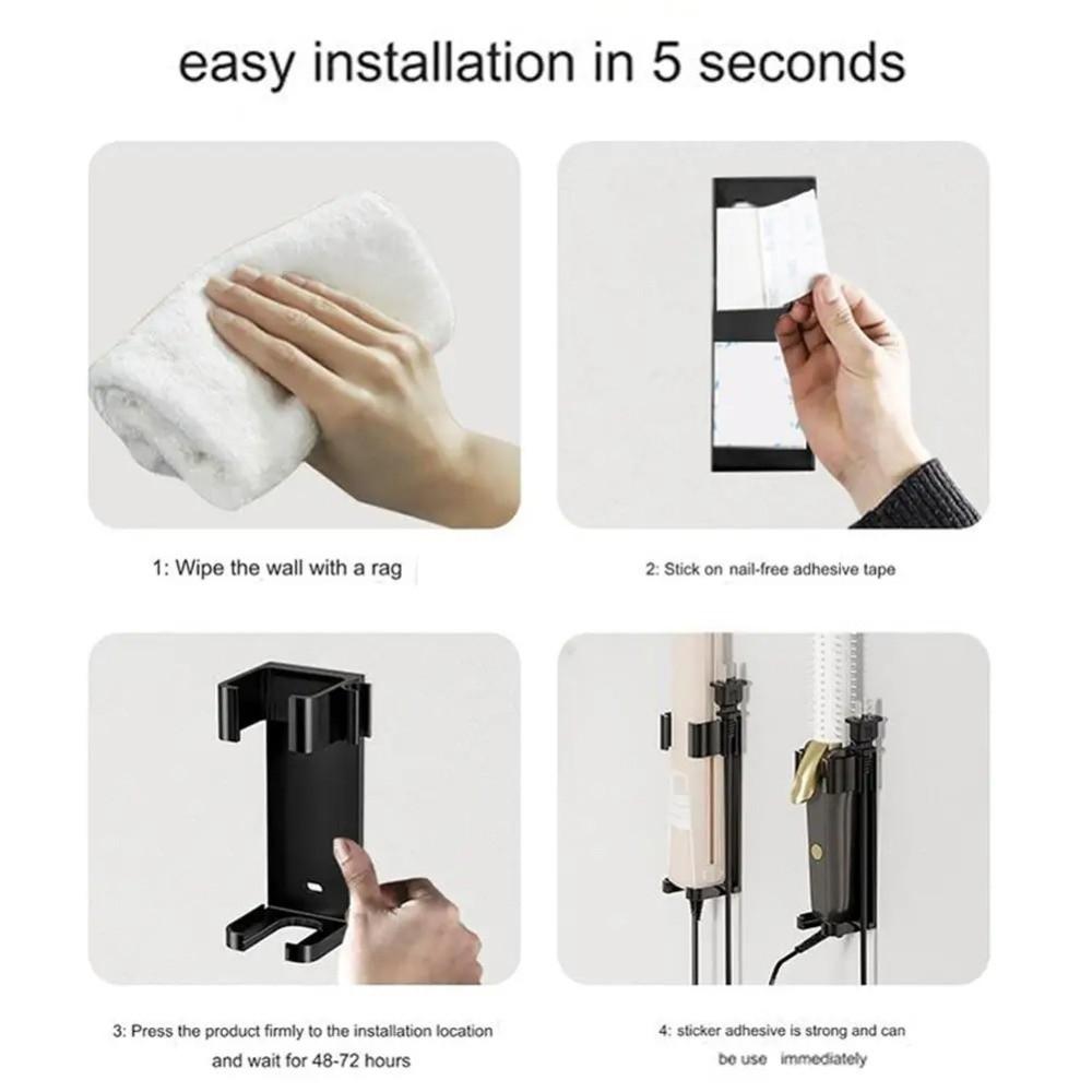 Durable Curly Hair Sticks Holder with Double-sided Tape Bathroom Items Organizer  Dormitory