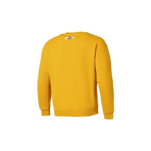 PUMA Men's Pullover Hoodie with Logo Lettering in Yellow
