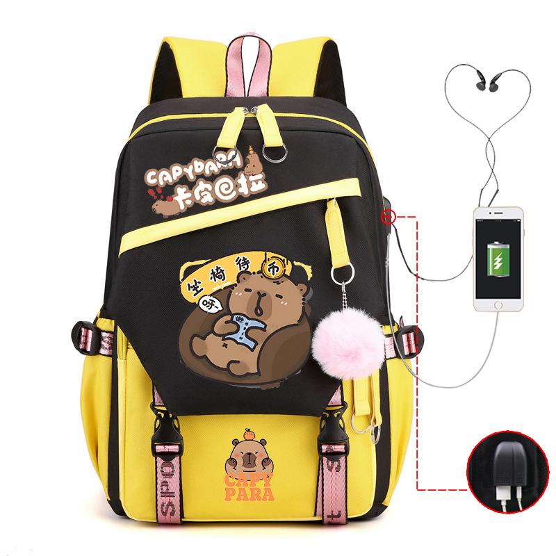 Kapibara fun peripheral printing new schoolbag cute cartoon primary and secondary school students spine backpack