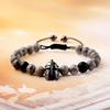 Handmade Natural Volcanic Stone Snowflake Stone Bead Bracelet Men's Retro 10/8mm Elastic Bead Couple Bracelet