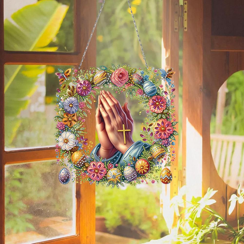 2pcs Acrylic 2D Flat DIY Special Shape Rhinestone Diamond Art Window Pendants Diamond Painting Set DIY Home Decor Hanging Charm