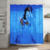 Kenya Album Photo Shower Curtain with Hooks - Vibrant Blue Bold Graphic Print, Durable Polyester Fabric, Machine Washable Bathro