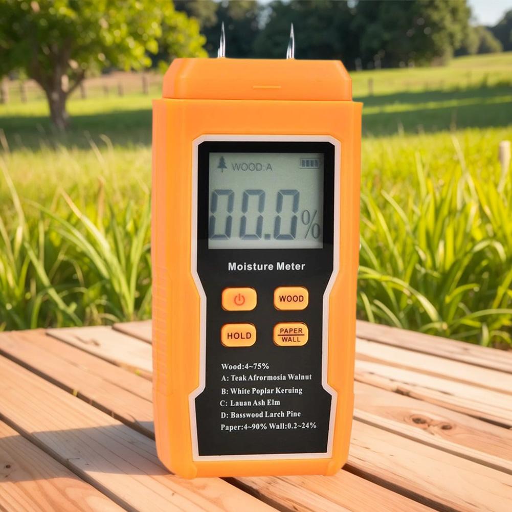 Two Pins Wood Moisture Meter Backlit Digital Paper Humidity Tester Wall Hygrometer Timber Damp Detector