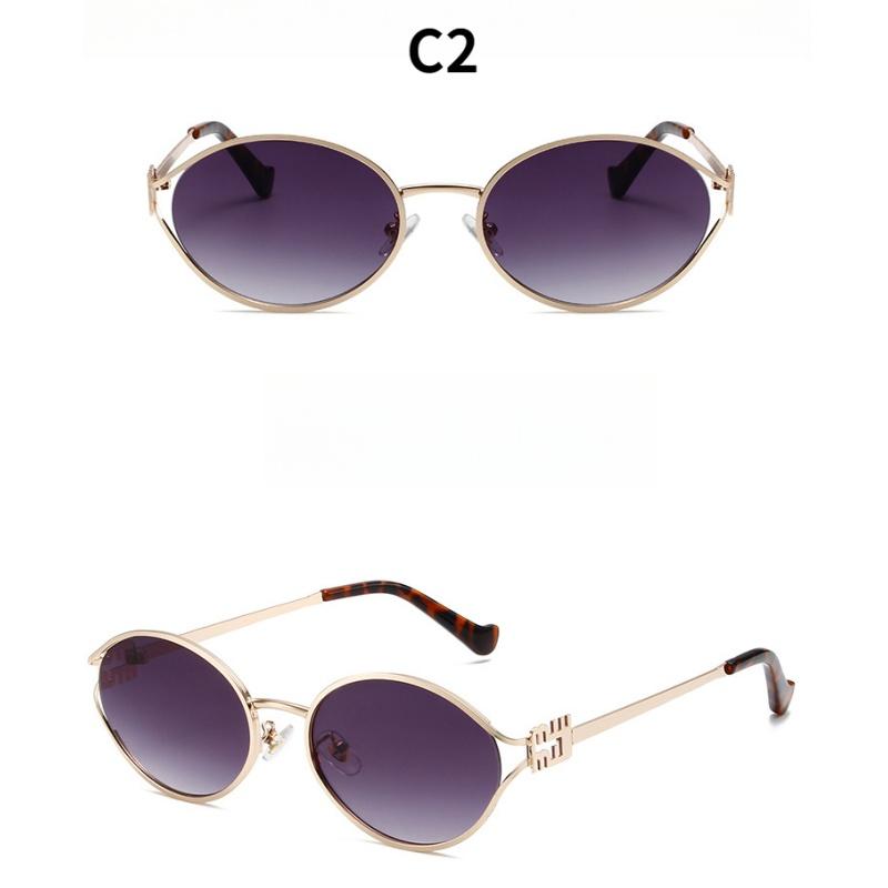 Women's sunglasses, men's and women's fashion round-frame metal sunglasses