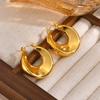 Stainless Steel C-shaped Chunky Hoop Earrings for Women Girls 18k Gold Plated Exquisite Popular Earring Daily Jewelry Gifts