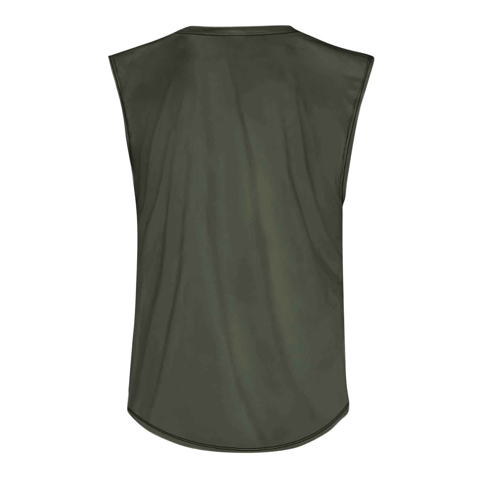 Летний мужской однотонный поглощающий пот дышащий жилет без рукавов с принтом — фото 5