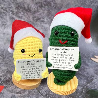 Handmade Emotional Support Pickled Cucumber Plush Toy Super Soft Adorable Appearance Handwoven Ornament Pickle Knitting Doll