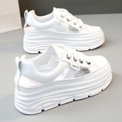 2026 Fashion Hollow Out Sandals Female Summer Within The High Breathable Thick Bottom Casual Shoes Small White Shoes