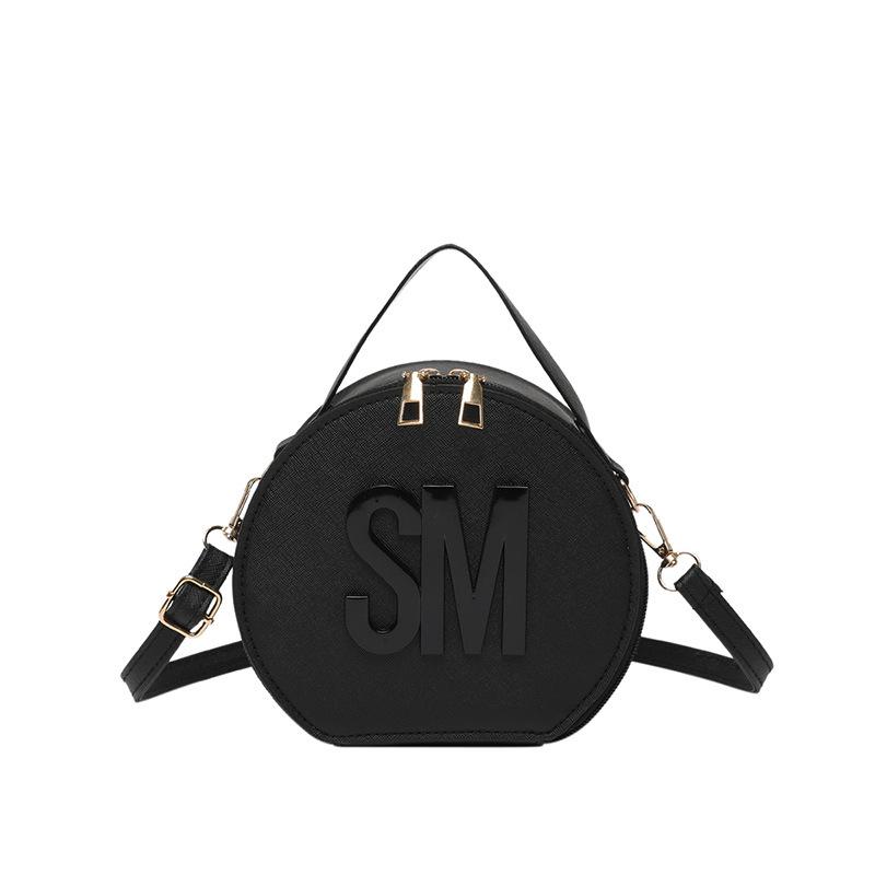 Bag Women's 2025 New European and American Fashion Popular Letter Solid Color Round Bag Shoulder Bag Bags Trendy Oblique Span Bag