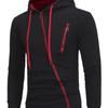 New Style Asymmetrical Zipper Slim-Fit Hooded Men's Sweatshirt Jacket W01