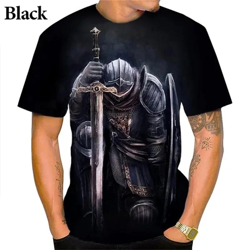 

Летняя футболка оверсайз с коротким рукавом в уличном стиле с 3D-принтом тамплиера и графикой креста 6XL