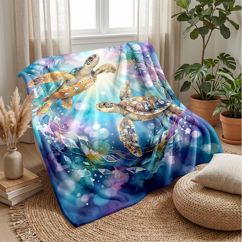Oceanic Serenity 8 Theme Blanket Lightweight Warm Flannel Blanket Decorative Throw Blanket for Home Decoration