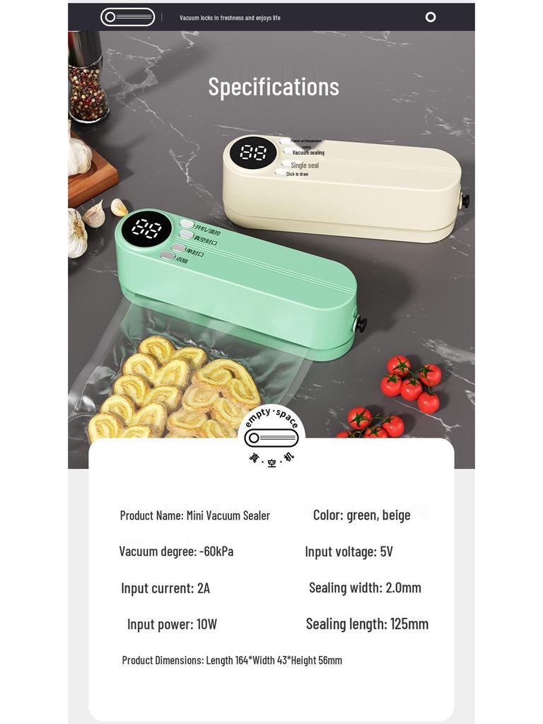 Portable Wireless Automatic Vacuum Sealer for Food Preservation