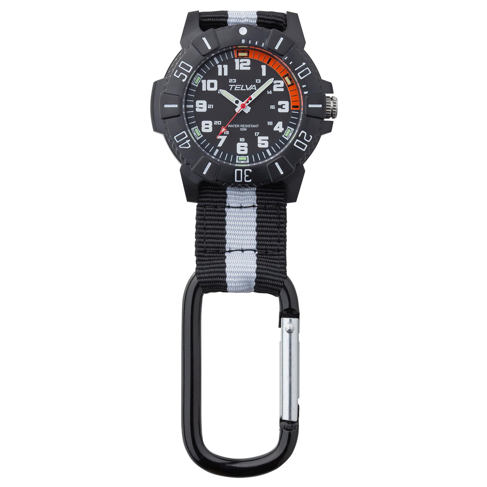 

Pocket Watch Carabiner Watch Analog Waterproof Nylon Strap Black Dial [Clefer] CB-A272-BK Men s