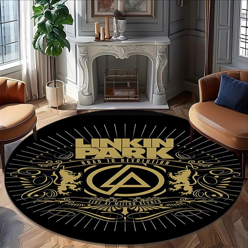 1pc Linkin Park3 Print Round Carpet Chair Round Carpet Suitable for Bedroom Living Room Home Decorative Carpet