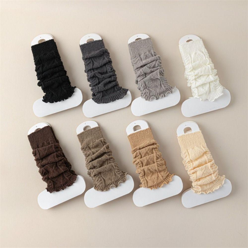 Knitting Lolitas Knitted Socks Cute Sweet Long Stockings Solid Color Leg Warmers  Women Girls