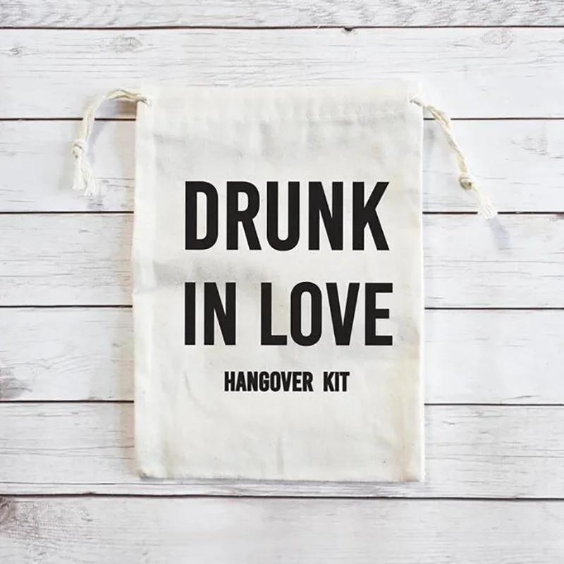 

5pcs Drunk in love Hangover Kit bags Bachelorette hen Party bridal shower bride to be Engagement wedding table decoration gift 13x18cm&5 pieces