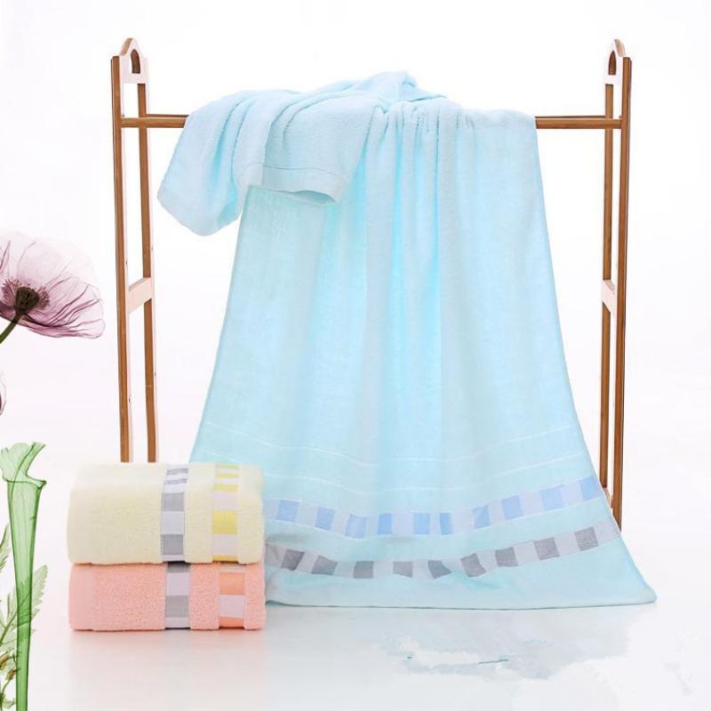 Jacquard Ribbon Checkered Large Bath Towel, Thick Cotton Soft Absorbent Beach Towel