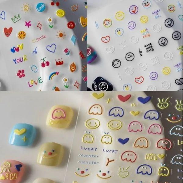 3D Embossed Nail Deco Sticker Set 3 Sheets