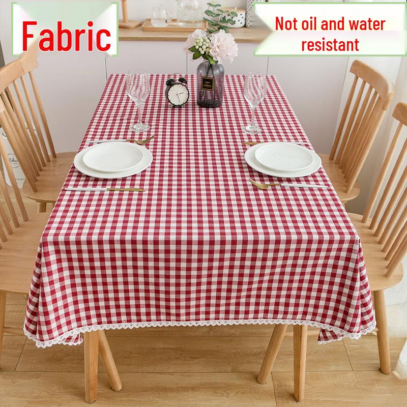 Ins Style Waterproof Wash-Free Plaid Tablecloth for Coffee and Dining Tables