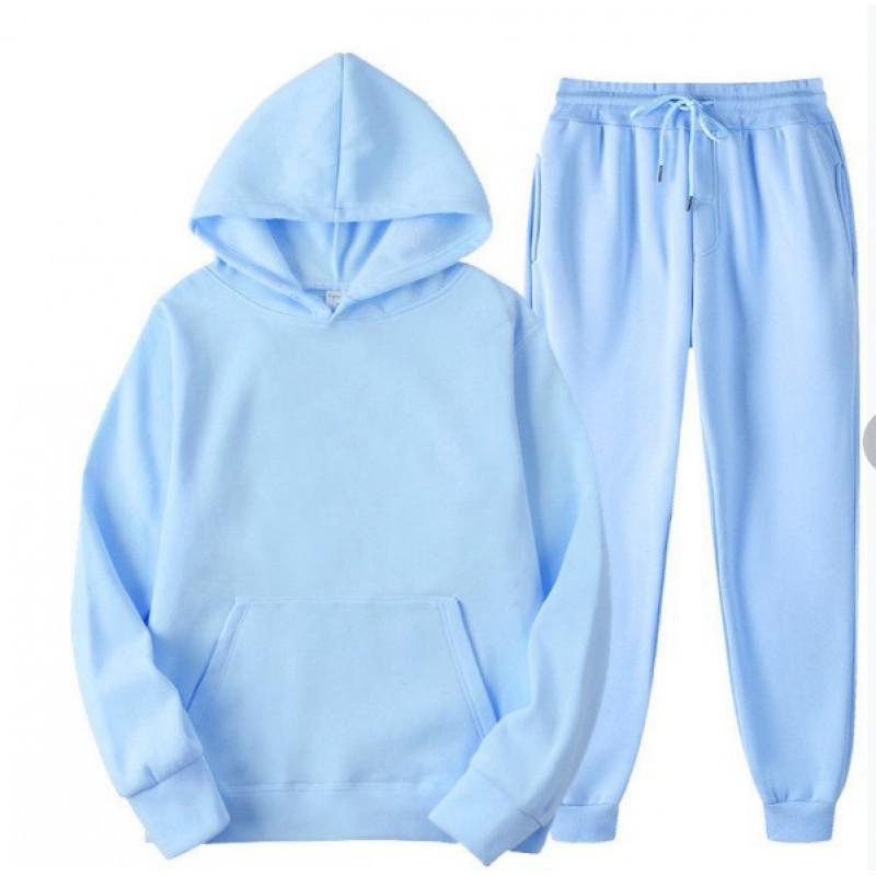 Completo da uomo casual con felpa con cappuccio, outfit a due pezzi, misto cotone leggero
