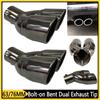 Car Bent Dual Exhaust Tip Bolt-on Slant Cut Tailpipe Muffler Tip 63/76MM Black Titanium Plated Stainless Steel Car Exhaust Tip