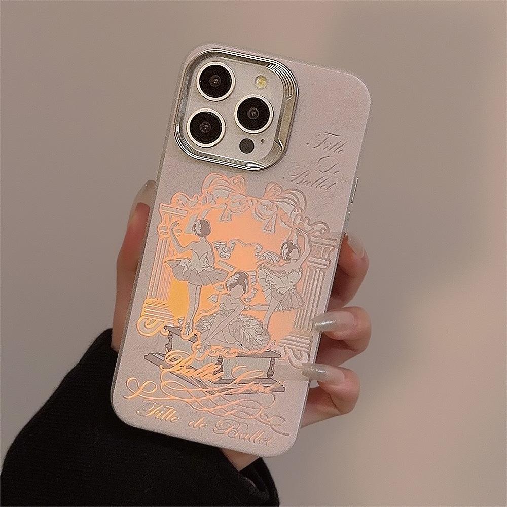 

Ballet Girl Iphone15 Suitable for 14Promax Mobile Phone Case 12 Apple 13 Laser 16 Wool Ball Rope 14 Hard 12pro max (6.7)