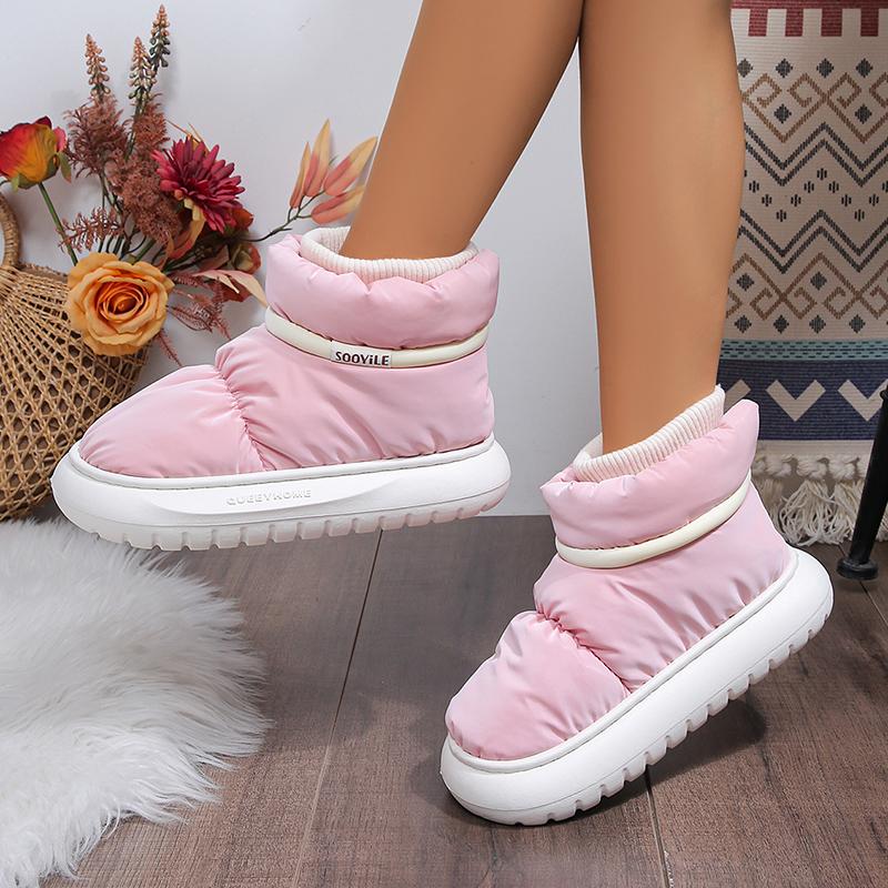 Fashion Women's Waterproof Down Cotton Padded Shoes Warm Plush Thick Bottom Snow Boots Women 2024 Platform Non-Slip Winter Ankle Boots