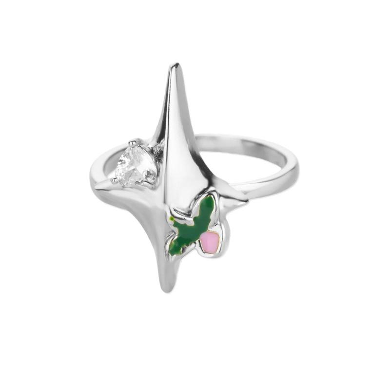 Fashion micro-inlaid zircon lines cross-word ring women's hollow ring design sense jewelry